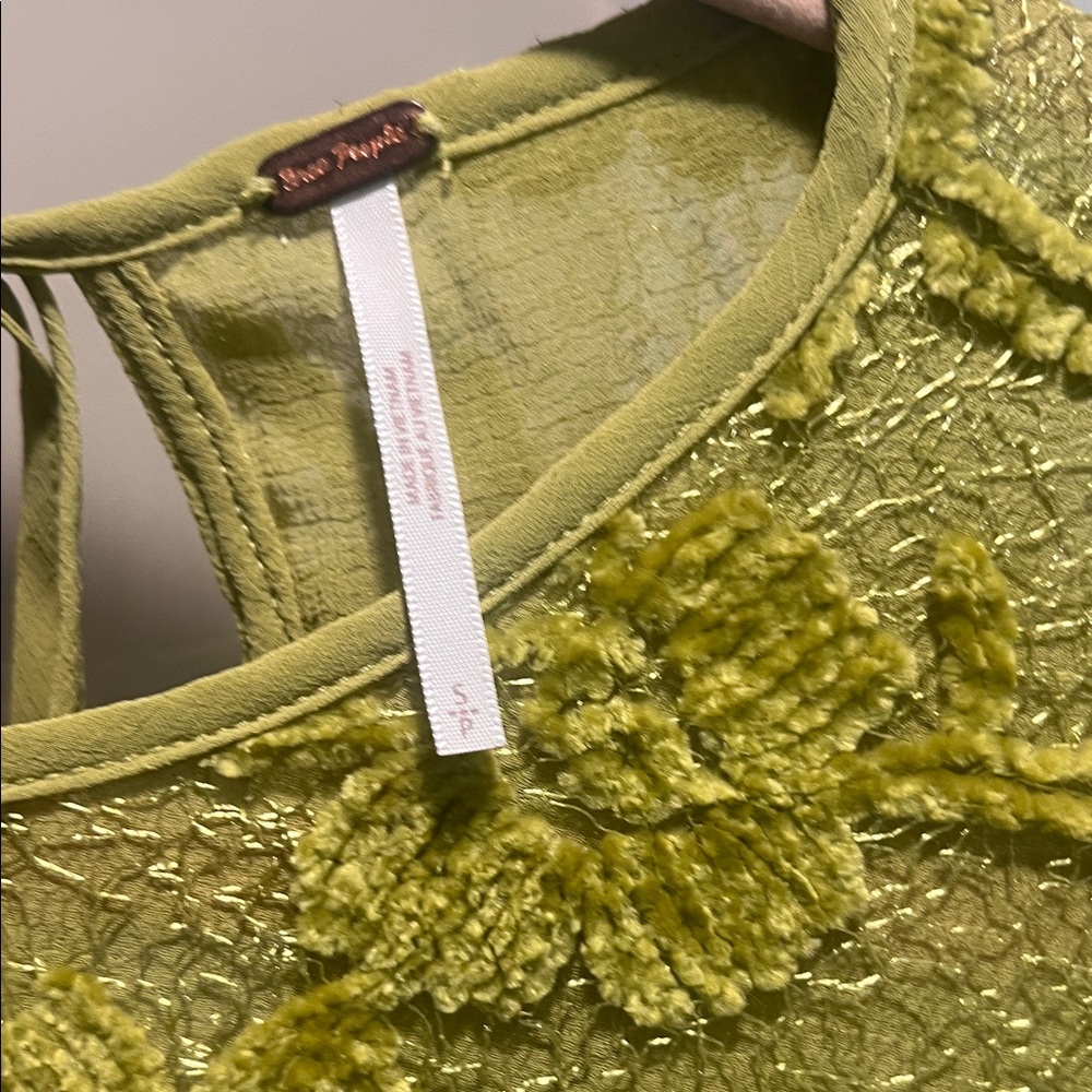 Free People Chartreuse Lace Flare Dress - Picture 2 of 10
